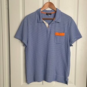 t Christopher New York, Blue, White and Orange Nylon Knit Shirt